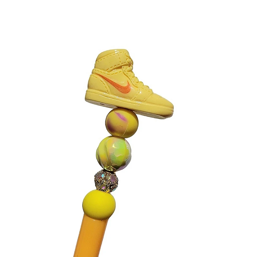 Athletic Sneaker Beaded Ballpoint Twist Pen Topper Yellow